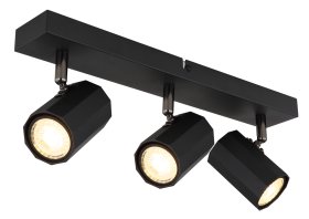 Kryptinis šviestuvas GLOBO James, GU10, 3 x 25W, 230V, matinis juodas metalas, 390 x 60 x 145 mm