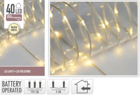 LED girlianda, 40 LED lempučių, šiltai baltos sp., ilgis 2 m