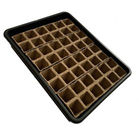 Plastikinis padėklas, su 48 durpinėmis daigyklomis, 33x25cm.