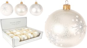 Eglutės žaisliukas Snaigės, stiklas, 3 skirtingos sp., skersmuo 8 cm