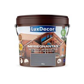 Impregnantas medienai LUXDECOR, (10) pilkas, laukui ir vidui, 5 l