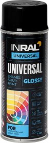 Aerozoliniai dažai INRAL Universal, tamsiai juoda RAL9005, blizgi, 400ml