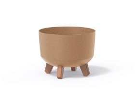 Plastikinis kambarinis vazonas GRACIA ECO WOOD STANDARD, ant kojelių, rudos sp., vazono skersmuo 23,8 cm.