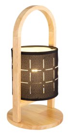 Stalinis nakties šviestuvas GLOBO Ninja, E14, 1 x 40W, 230V, natūralaus medžio spalvos, juoda tekstilė, su jungikliu ant laido 1,5m ilgio, 160 x 330 mm, 21506B