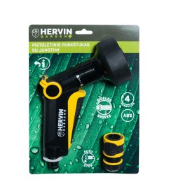 Pistoletinis purkštukas HERVIN GARDEN+ HG-77856-01, 4-ių funkcijų, su jungtimi