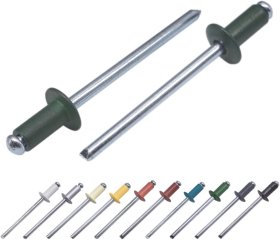 Aliumininės kniedės, 4,0 x 10 mm, RAL6020, 50 vnt., žalia