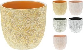 Kambarinis keraminis vazonas, 5 skirtingi dizainai, įvairių sp., 13,7 x 13,7 x 13,3 cm.