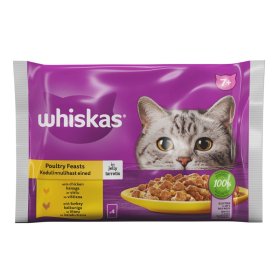 Kačių ėdalas WHISKAS, konservuotas, su paukštiena, 4x85g