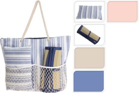 Paplūdimio krepšys, pagalvėlė, kilimėlis, matmenys 40x38cm, polistieris, įvairių spalvų