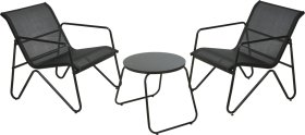 Sodo baldų komplektas, staliukas ir 2 kėdės, juodos sp.