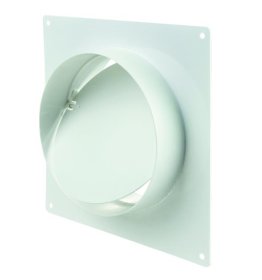 Ventiliacinė jungtis PLASTIVENT, d150, su tvirtinimu ir atbuliniu vožtuvu, apvali, plastikinė, balta, 3531P