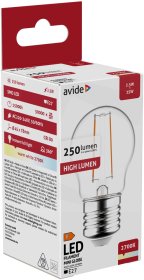 LED lempa AVIDE, 2,5W (=25W), E27 G45 burbuliukas, WW, 2700K, 220-240V, 250 lm, 15.000 val., filamentinė