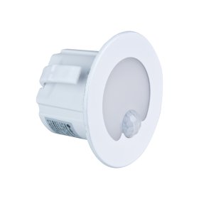 Montuojamas šviestuvas DPM Ycb178W-Pir, laiptų apšvietimui, LED, 1,2W, 4000K, 40 lm, 110', IP20, su judesio davikliu, šviečia 13 sekundžių, baltos sp., apvalus