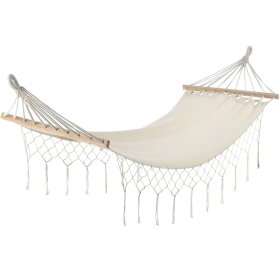 Hamakas, su mediniais rėmais, su kutais, spl. tamsiai pilka, matmenys 2000x1000 mm, H301