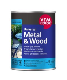 Medžio ir metalo dažai VIVACOLOR Universal Metal & Wood, 0,9 l, C bazė, matiniai
