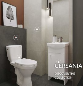 Klozetas CERSANIT MITO Compact 698, pastatomas, dvigubas vandens nuleidimas 3/6 L, Simpleon, lėtai nusileidž. kieto plast. dangtis, Easy-off, CCKZ1014846402