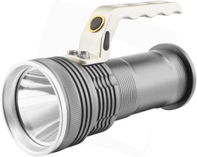 LED žibintuvėlis ENTAC En-9885, 5W, 400 lm, IP65, atstumas 150 m, pakraunamas, 2 x 18650 elementai, kompl. kroviklis, aliumininis, 115x70x200 mm