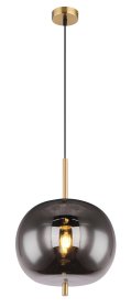 Pakabinamas šviestuvas GLOBO Blacky I, E27, 1 x 60W, 230V, žalvario sp. metalas, dūmų sp. stiklas, 300 x 1200 mm, 15345H1MM