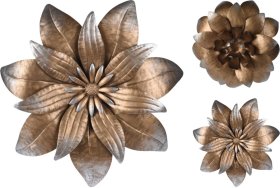 Sodo dekoracija GĖLĖ, auksinės sp., 2 skirtingi dizainai, 35 x 35 x 6,5 cm.