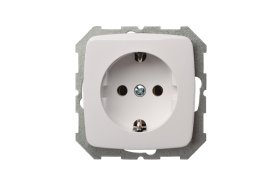 Kištukinis lizdas LIREGUS Alfa, 1 vietos, įleidžiamas, baltos sp., su įžeminimu, sraigtiniai pajungtimo kontaktai, IKL16-004-01.A/B