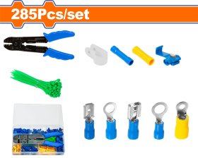 Laidų antgalių, tvirtinimo dirželių ir replių rink. WADFOW, Wtt3B01, skirtingų rūšių, įvairiaspalviai, 285 vnt.