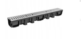 Plastikinis latakas AQUER A15, su cinkuotomis grotelėmis, matmenys 1000 x 130 x 105 mm, apkrova - 1,5 t