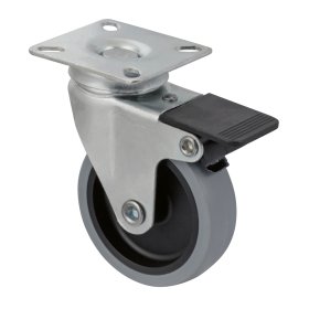 Pasukamas ratukas WALTECO, d-75 mm, su plokštele, su stabdžiu, apkrova 50 kg