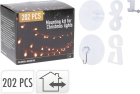 Kalėdinės girliandos montavimo rinkinys, 202 vnt., baltos sp.