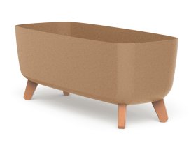 Plastikinis lauko vazonas "Gracia Case ECO Wood", šviesiai rudos sp., 58 x 24 x 23,5 cm.