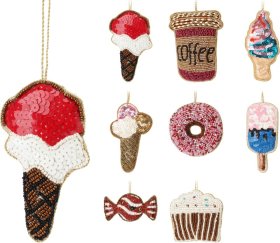 Eglutės žaisliukas, dekoruotas stikliniais karoliukais, 8 skirtingi dizainai, aukštis 10 cm