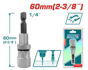 Atsuktuvų antgalių laikiklis TOTAL, su gylio ribotuvu, 1/4", 60 mm, TAC464601