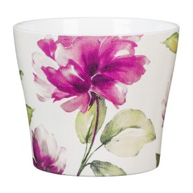 Kambarinis keraminis vazonas SCHEURICH BURGUNDY ROSE, gėlių dizainas, vazono skersmuo 11 cm.