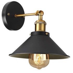 Sieninis šviestuvas G.LUX Gt-260-D26-1A-Bl Loft-6, 1 x E27, 260 mm skersmens gaubtas, juodos/žalvario sp.