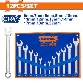 Plokščių kilpinių raktų rinkinys WADFOW, Cr-V, 6-22 mm, 12 vnt., WSP1M12