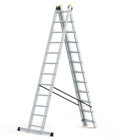 Profesionalios kopėčios HERVIN EQUIPMENT+, aliuminės, universalios, dvipusės, ištraukiamos, 3x12 pakopų, 3250-7240 mm, AC0312A