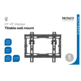 Televizoriaus laikiklis DELTACO ARM-520, TV 23-42 colių, pakreipiamas 14°, iki 35 kg, nuo 75 x 75 iki 200 x 200 mm, 5 metų garantija