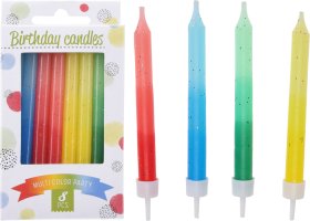Gimtadienio žvakutės, įvairių sp., 8 vnt., 8 cm