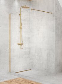 Dušo sienelė HARMONY Tempt Gold HAR-0055, 100 x 200 cm, matinio aukso profilis, skaidrus grūdintas stiklas 8 mm