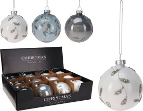 Eglutės žaisliukas, baltos ir melsvos sp., skersmuo 80 mm