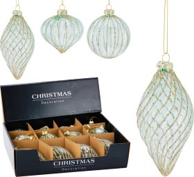 Eglutės žaisliukas, stiklas, 3 skirtingi dizainai, žalios sp.