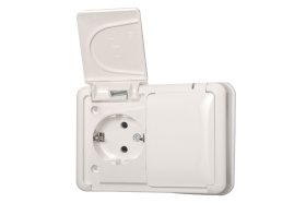 Kištukinis lizdas LIREGUS Hermi, 2 vietų, įleidžiamas, baltos sp., su įžeminimu, IKL 16-006.B 