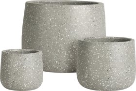 Lauko vazonas, pilkos sp., taškuotas, 16 x 16 x 12 cm.