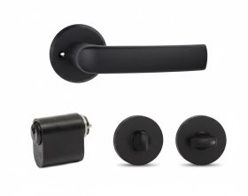 Durų rankenos, suktuko ir cilindro komplektas MP, MRO-06-35A, skandinaviškas, juodos sp., universali