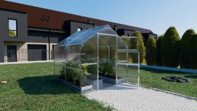Šiltnamis KLASIKA Bernard, 4,7 m2, 6 mm polikarbonato danga, 2,35 x 2,00 m, namelio formos
