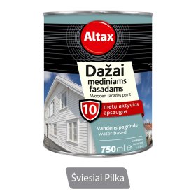 Vandeniniai dažai ALTAX, mediniams fasadams, šv. pilki, 0,75 l