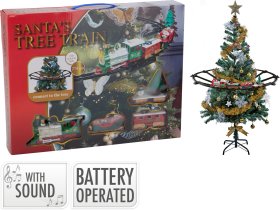 Kaledinio traukinio rinkinys, 23 vnt. dalių, su garsu ir šviesomis, bendras bėgių ilgis 274 cm, be baterijų