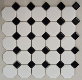 Mozaika INCA MOSAICS Octagon, 309,7 x 293,8 x 6 mm, 14 vnt./dėž., akmens masės, glazūruota, spl. balta/juoda