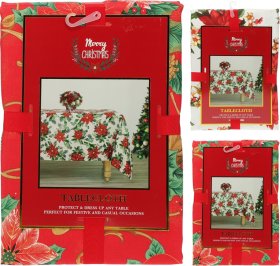 Kalėdinė staltiesė, 130 x 180 cm, raudonos sp., 3 skirtingi dizainai, 100% poliesteris