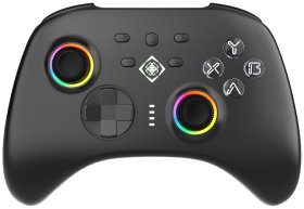 Žaidimų pultas DELTACO GAMING GAM-184, belaidis PC&Swich 3-in-1 valdymo pultelis, minkšta IML apdaila, BT 5.1, 2.4G USB imtuvas, USB-C laidinis, juodos sp, 4222384