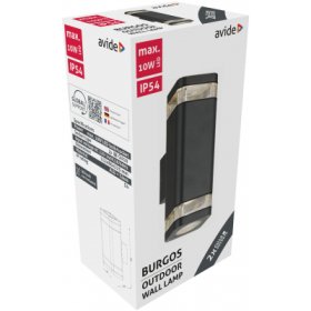 Lauko sieninis šviestuvas AVIDE Burgos, 2xGU10, IP54, juodos sp.